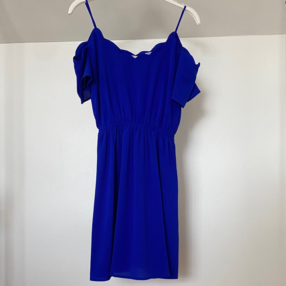 Elegant Royal Blue Off-Shoulder Mini Dress